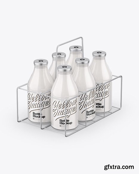6 Milk Bottles Carrier Mockup 83990