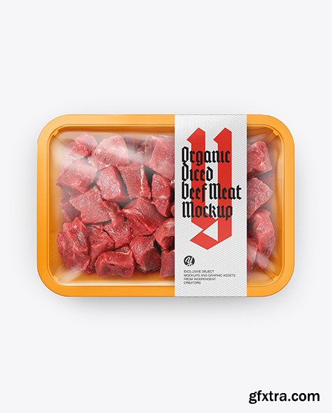 Plastic Tray With Diced Beef Mockup 83396