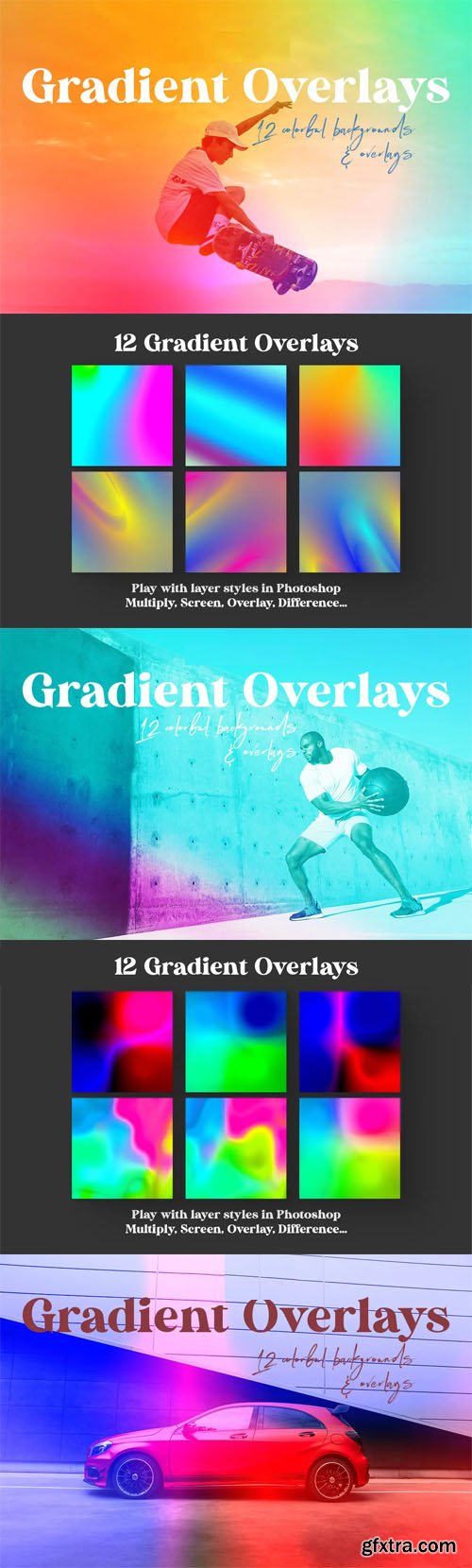 12 Colorful Gradient Overlays & Backgrounds