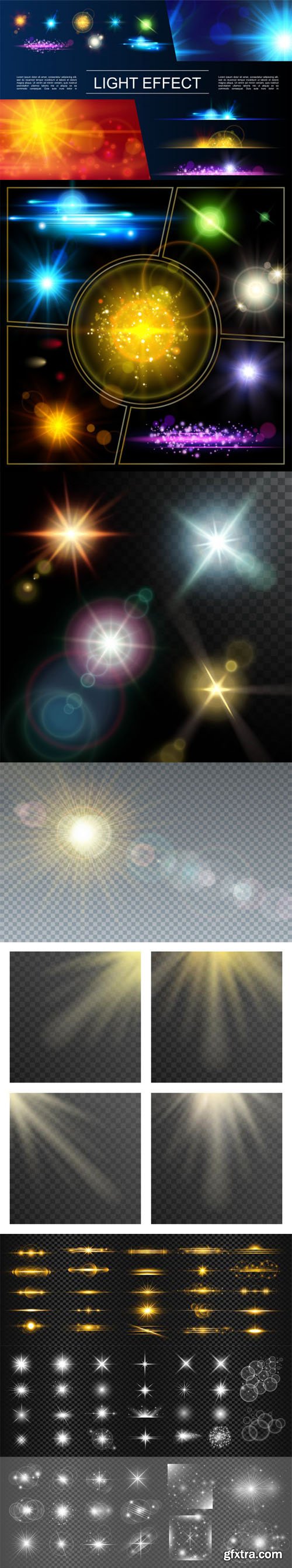 8 Realistic Light Effects Vector Templates