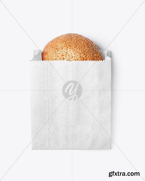 Kraft Paper Bag with Burger Bun Mockup 83429