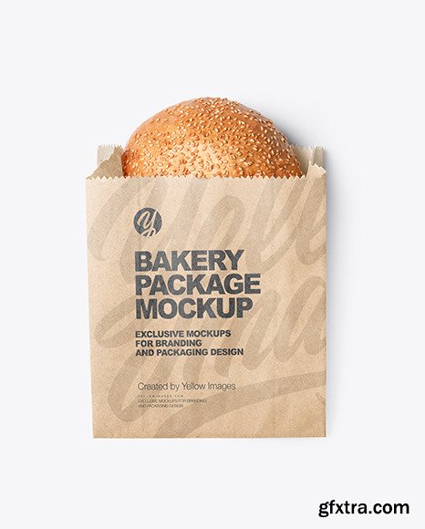 Kraft Paper Bag with Burger Bun Mockup 83429