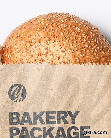 Kraft Paper Bag with Burger Bun Mockup 83429