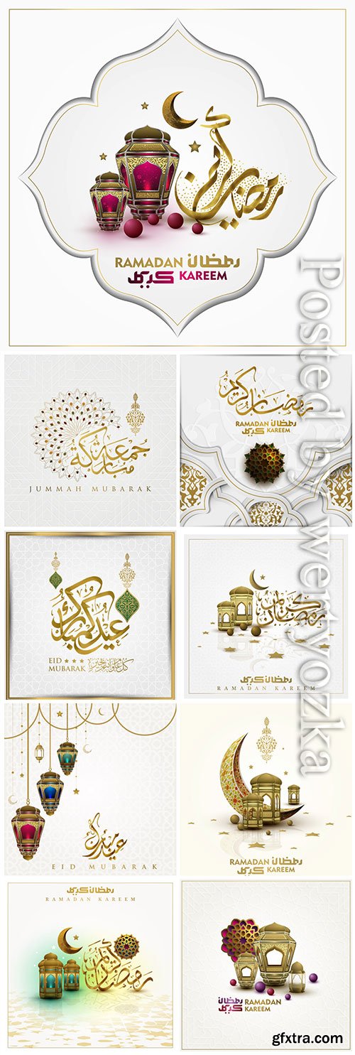 Islamic vector background, Ramadan kareem, Eid mubarak vol 5