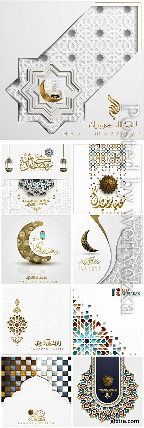 Islamic vector background, Ramadan kareem, Eid mubarak vol 8