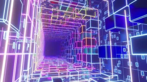 Videohive - Cyber Electric Space In Cube Box 02 4K - 32293884 - 32293884