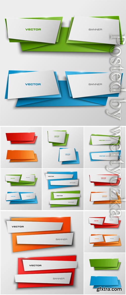 Colored banners in the form of origami in vector