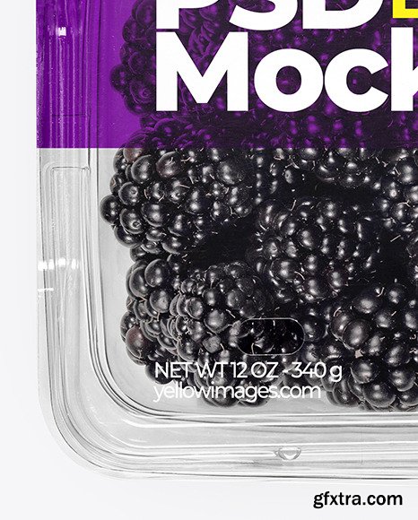 Clear Plastic Tray with Blackberries Mockup 69501