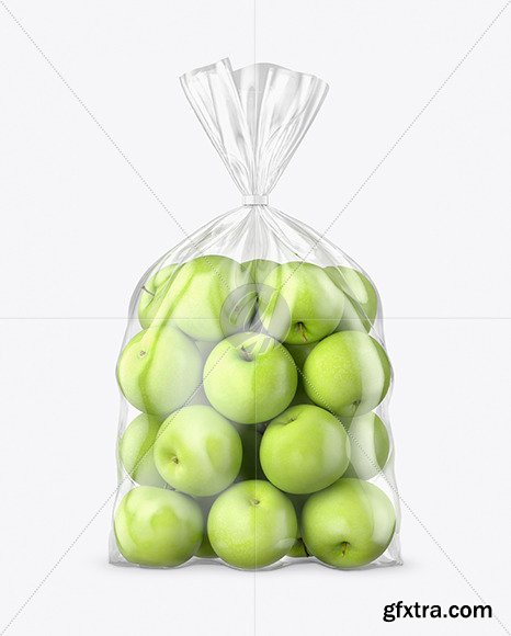 Plastic Bag with Green Apples Mockup 66987