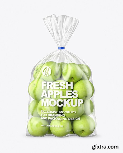 Plastic Bag with Green Apples Mockup 66987