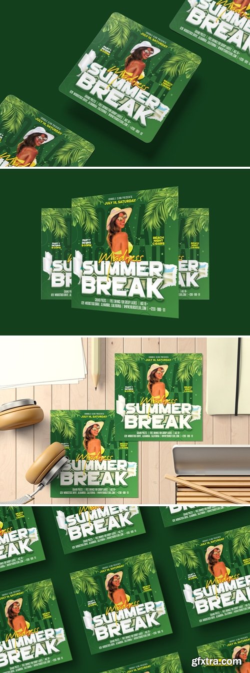 Summer Break Square Flyer and Instagram Post