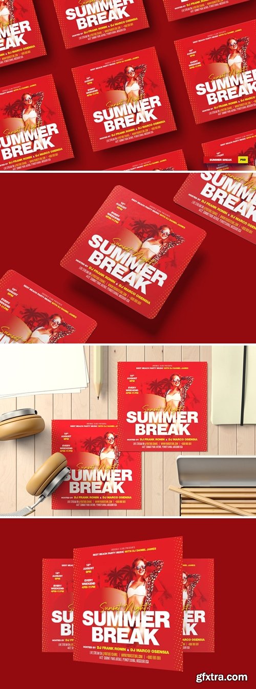 Summer Break Square Flyer and Instagram Post