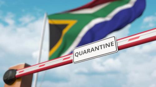 Videohive - Barrier with QUARANTINE Sign Opened at Flag of South Africa - 32309565 - 32309565