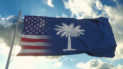 Videohive - Flag of USA and South Carolina State - 32309793 - 32309793