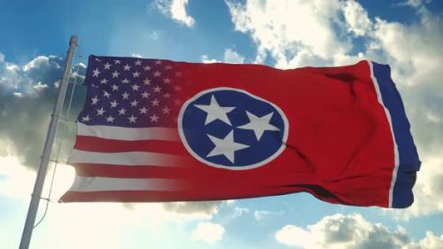 Videohive - Flag of USA and Tennessee State - 32309804 - 32309804