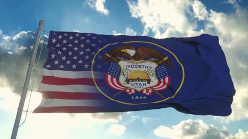 Videohive - Flag of USA and Utah State - 32309808 - 32309808