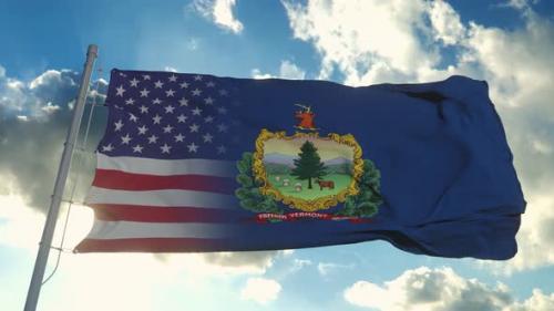 Videohive - Flag of USA and Vermont State - 32309817 - 32309817