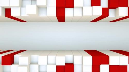 Videohive - 3D white and red cubes waving randomly along a white space - 32313895 - 32313895