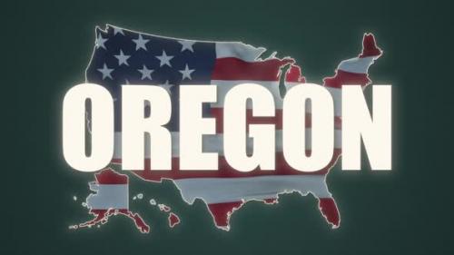 Videohive - Oregon City Text with USA Map Flag Video Waving in Wind - 30887084 - 30887084