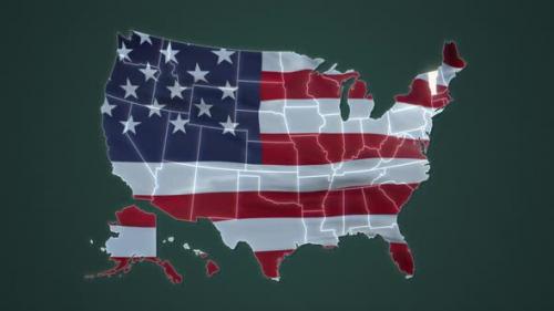 Videohive - Vermont State with USA Map Flag Video Waving in Wind - 30624487 - 30624487