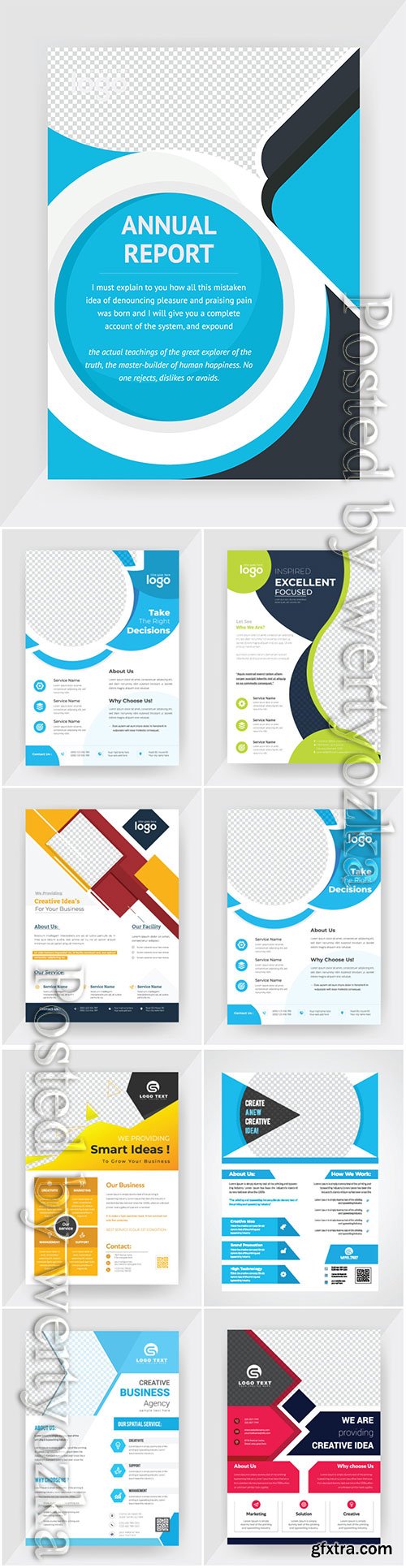 Annual report concept flyer vector template