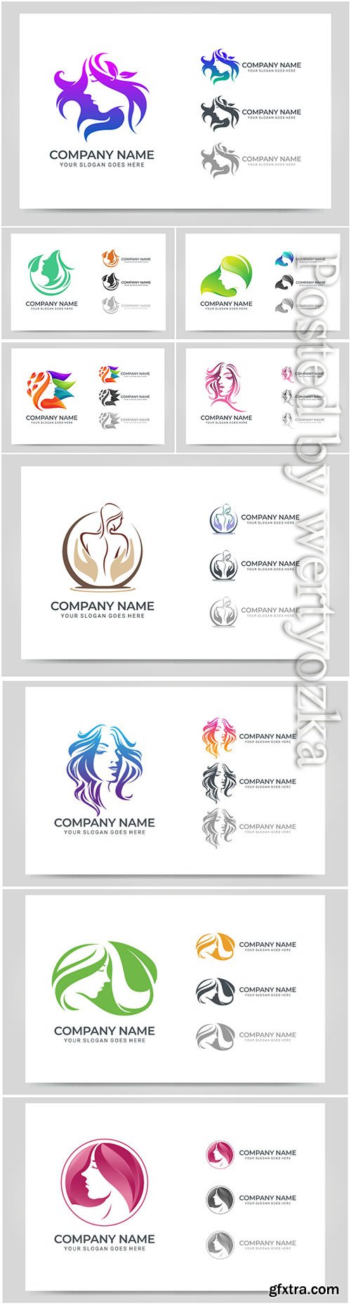 Beauty woman face logo vector symbol