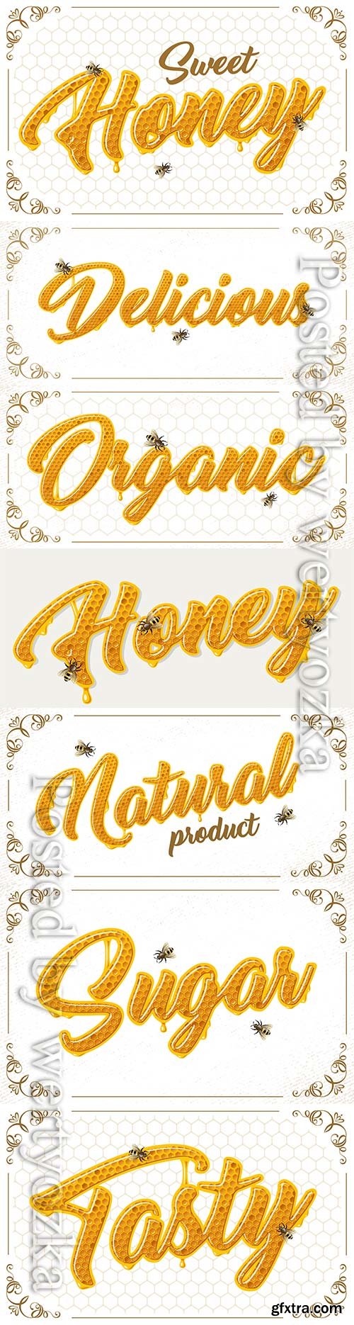 Honey lettering with bees