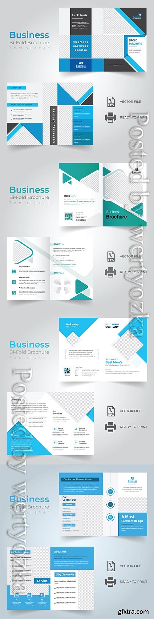 Bi-fold vector brochure template design, corporate business concept