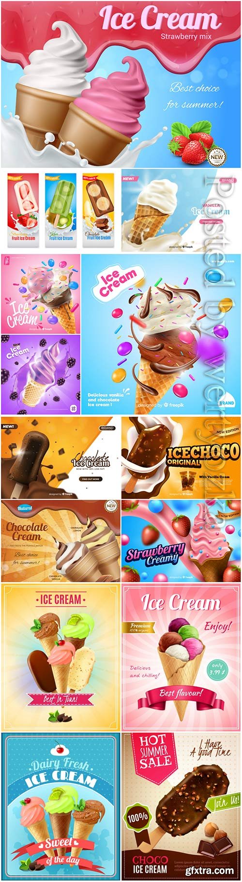 Ice cream big vector set