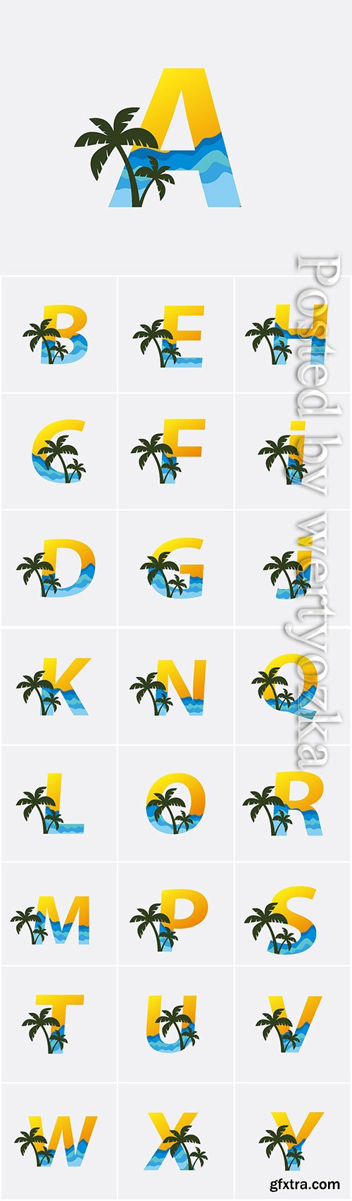 Palm beach letter logo vector illustration