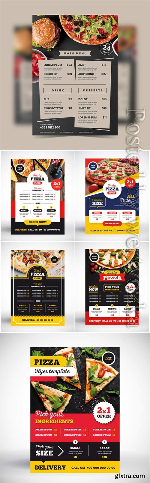 Pizza menu vector concept 