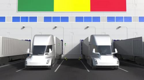 Videohive - Trailer Trucks at Warehouse Loading Dock with Flag of SENEGAL - 32332410 - 32332410