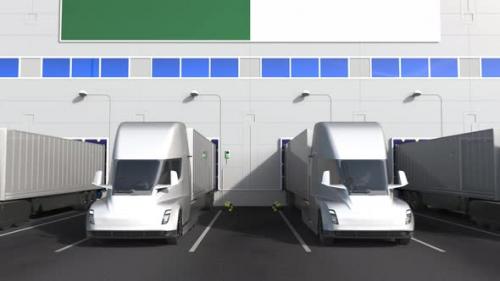 Videohive - Trucks at Warehouse Loading Dock with Flag of ALGERIA - 32332419 - 32332419