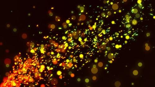 Videohive - Flying Golden Particles Fire Sparks Seamless Looped Background - 32322445 - 32322445