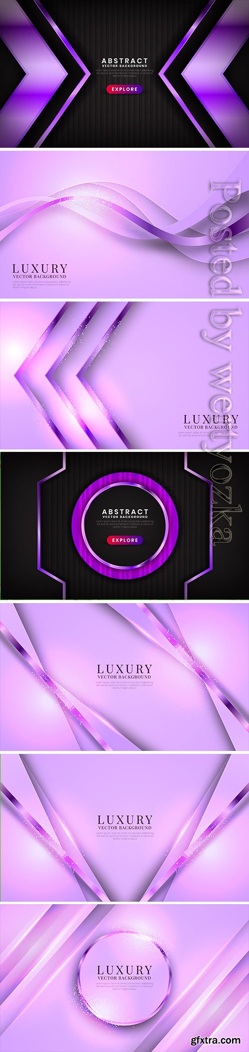 Abstract 3d purple luxury background with shiny metallic waves effect