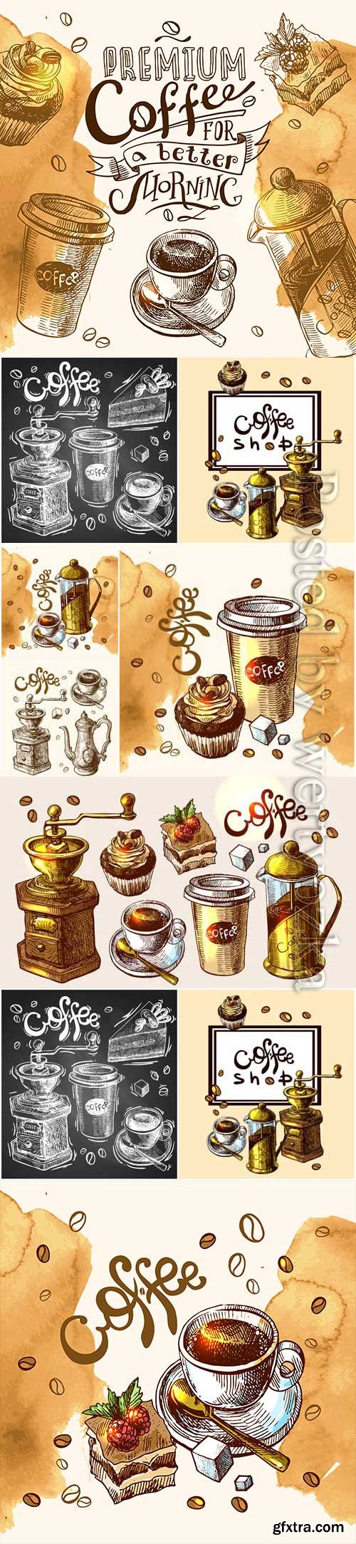 Coffee vector set realistic