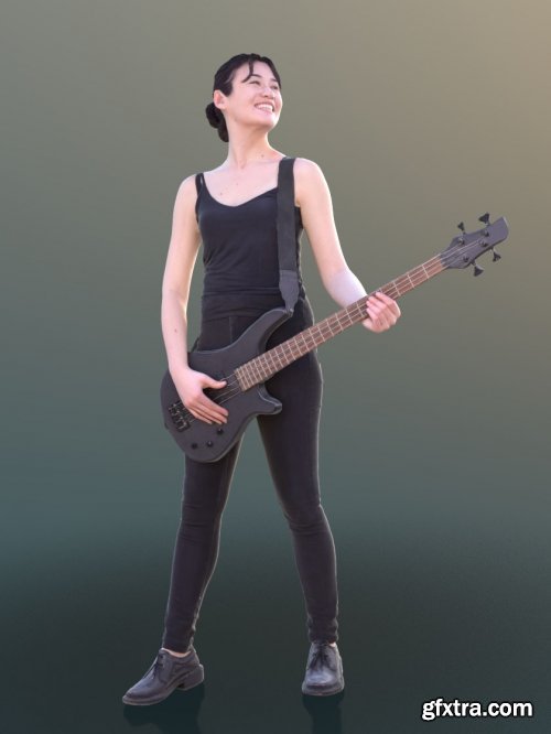 Casual Girl Playing Guitar Scanned 3d model