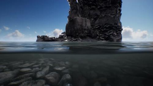 Videohive - Ocean Seascape with Sky and Ocean Wave Splitted By Waterline to Underwater Part - 32338944 - 32338944