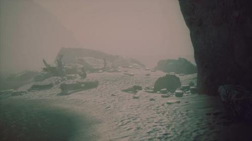 Videohive - Rocky Cliff with Sand Beach in Deep Fog - 32339445 - 32339445
