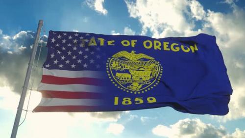 Videohive - Flag of USA and Oregon State - 32340252 - 32340252