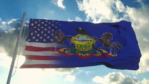 Videohive - Flag of USA and Pennsylvania State - 32340260 - 32340260