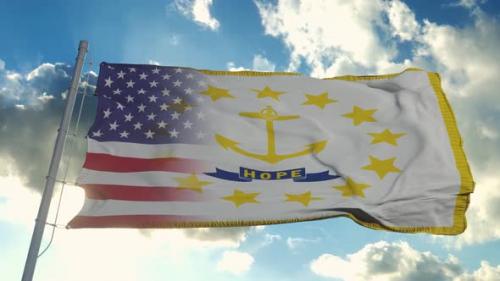 Videohive - Flag of USA and Rhode Island State - 32340272 - 32340272