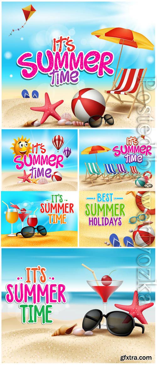 Summer backgrounds, sea and sand in vector