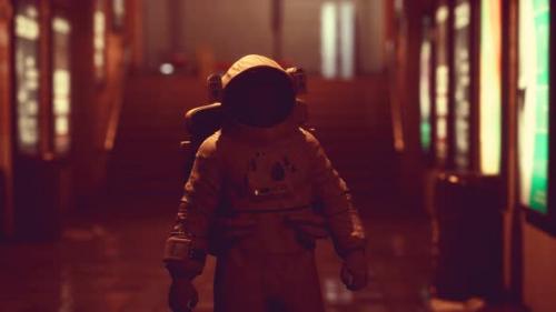 Videohive - Astronaut at Underground Metro Subway - 32345701 - 32345701