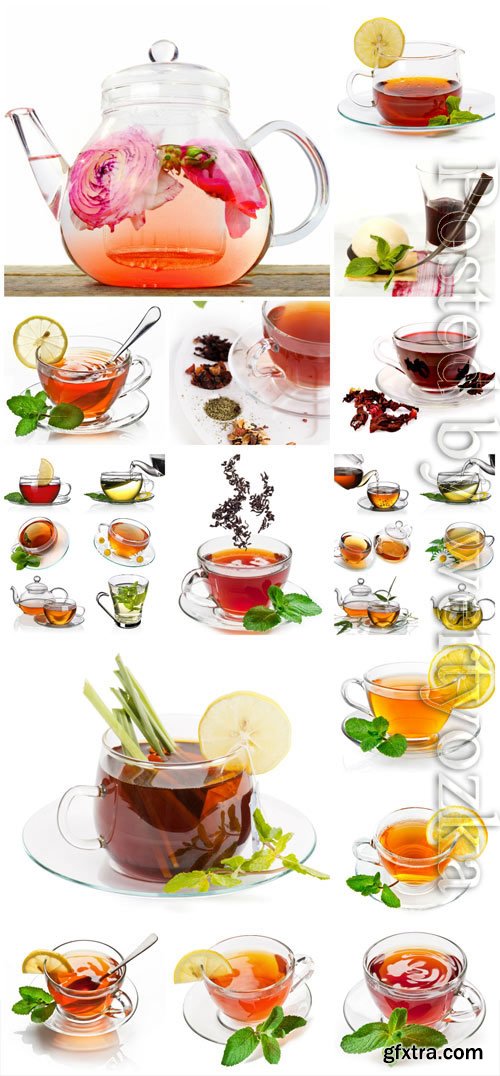 Tea with mint and lemon stock photo