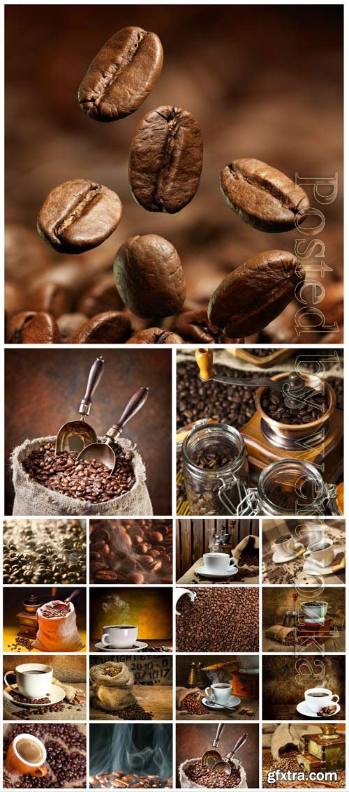 Coffee, grinder and coffee beans stock photo