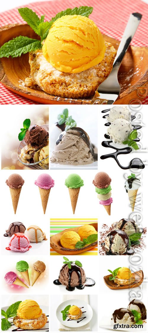 Different types of ice cream stock photo