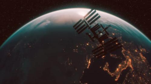 Videohive - International Space Station in Outer Space Over the Planet Earth Orbit - 32355596 - 32355596