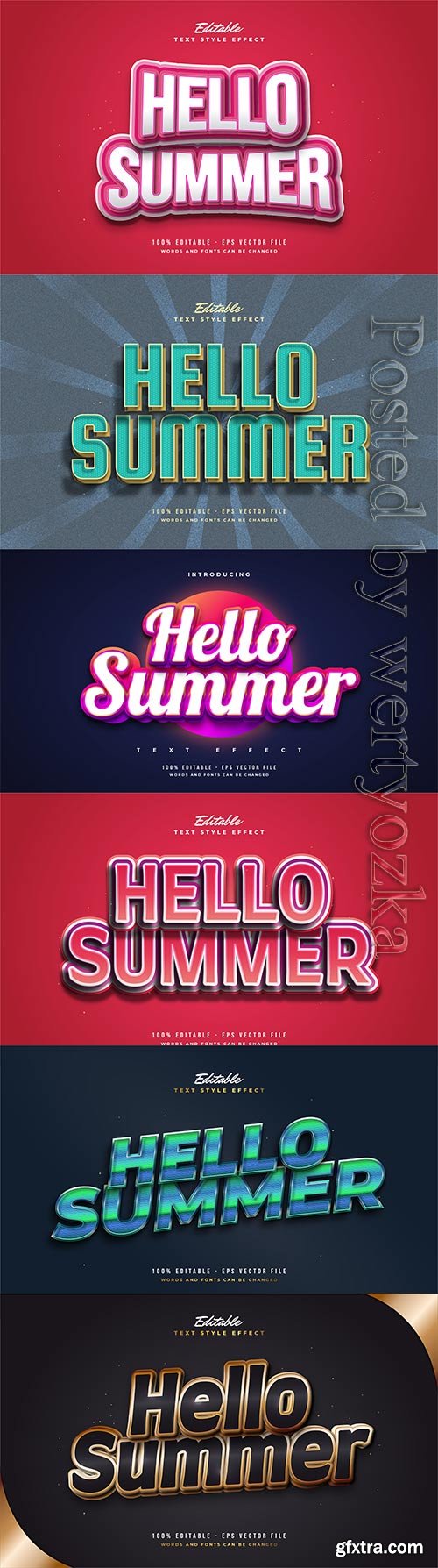 Hello summer text with cartoon style