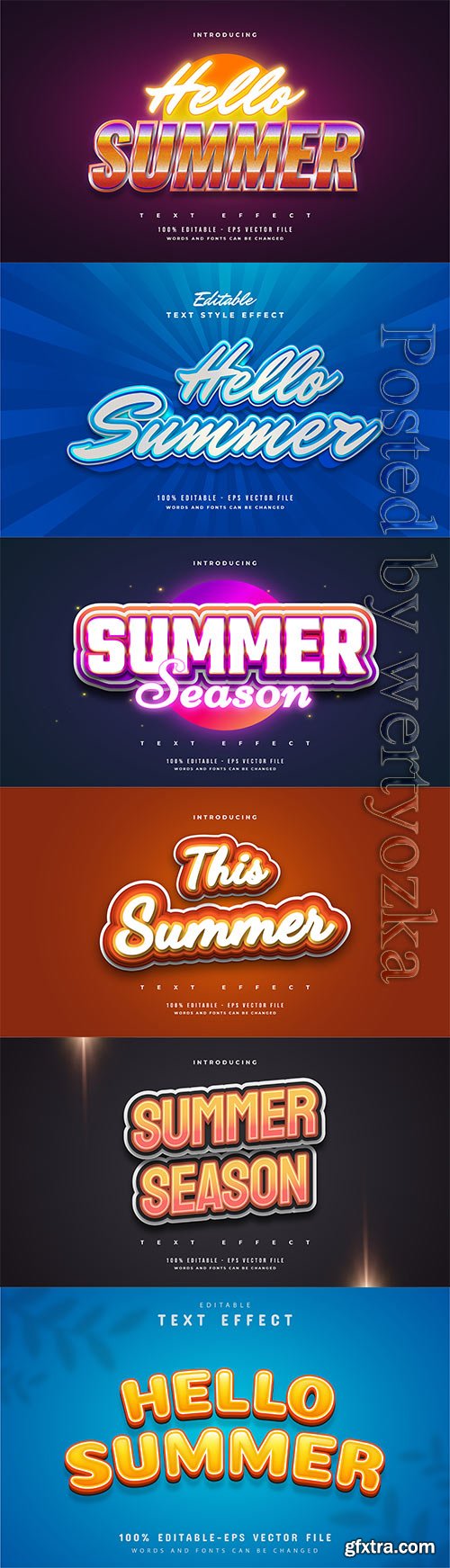 Summer season text in colorful style editable vector text effect